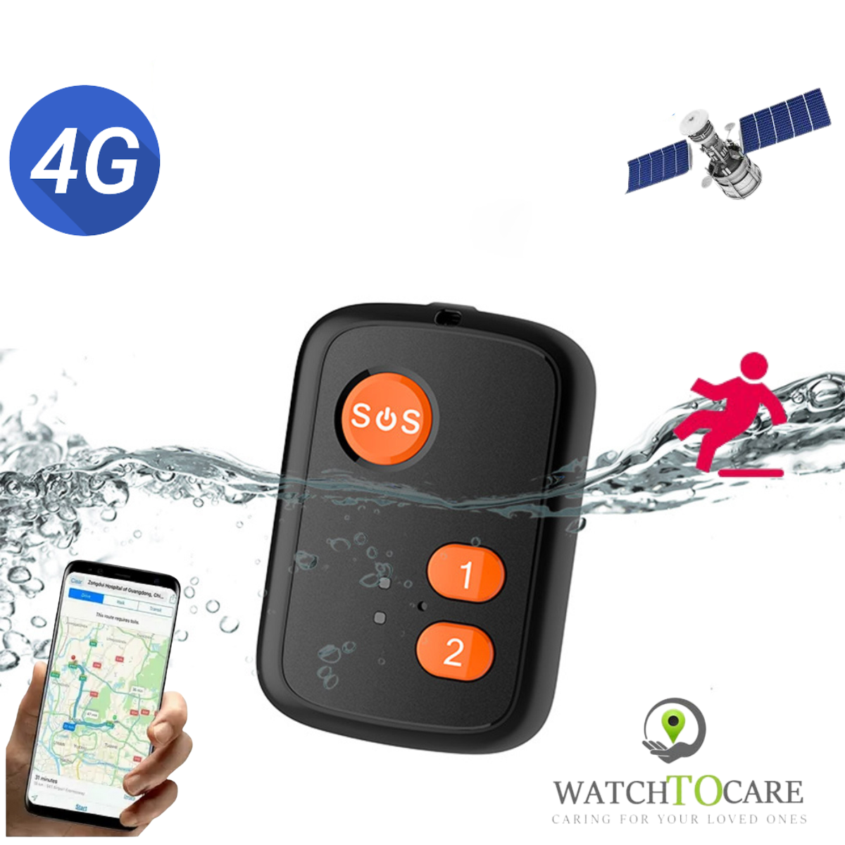 WatchToCare WTC24 GPS Alarmknop - Deze maand inclusief Gratis draadloos laadstation t.w.v. € 19,95 - op=op