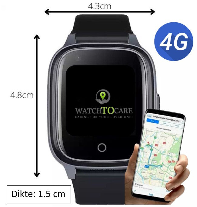 GPS Horloge Senioren WTC45 - Zachte Siliconen Band  - Deze maand inclusief GRATIS laadstation én GRATIS screenprotector samen t.w.v. €39,90